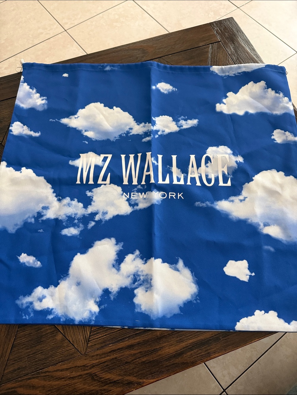 MZ Wallace XL Blue Cloud Print Drawstring Dust Bag Logo Storage Bag